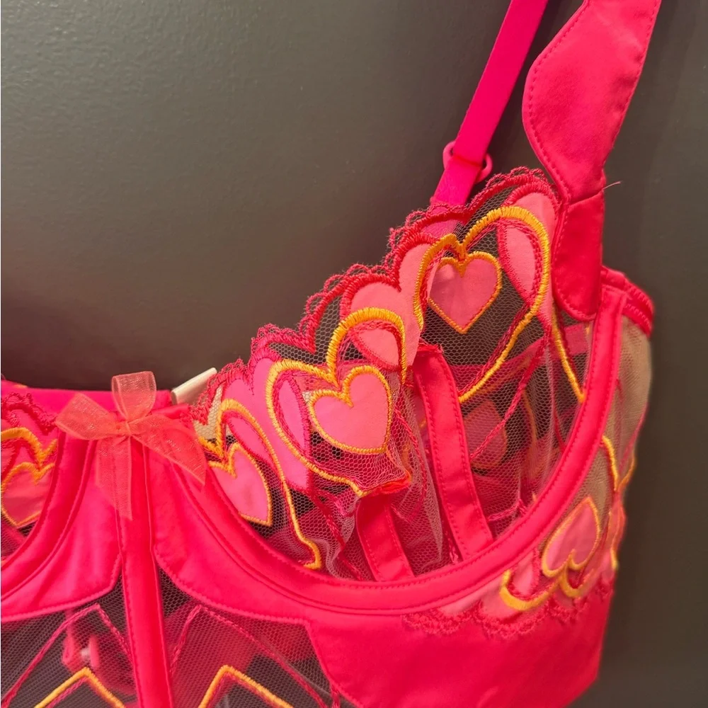 For Love And Lemons | Pink Heart Victoria Lace‎ Bra - Picture 4 of 7